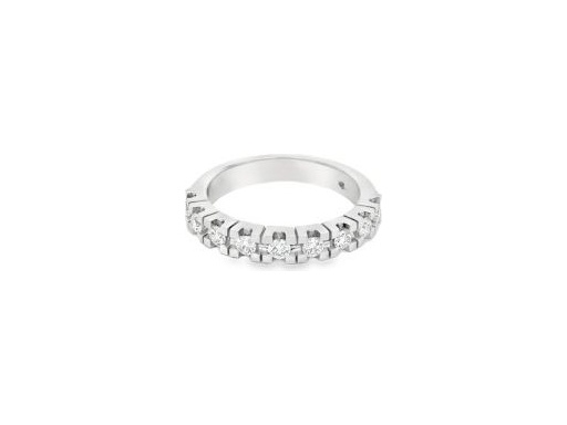 18K White Gold Nine-Stone Ring with Natural White Diamonds in Channel Setting